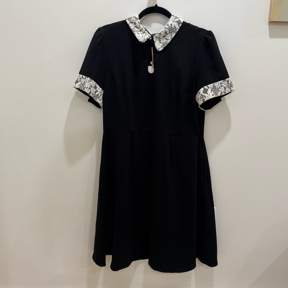 Modcloth Black Dress with White Lace Accents
